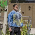 هودی سایز بزرگ آبرنگی آبی زرد مشکی جنس پنبه