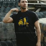 تیشرت سایز بزرگ مردانه طرح موتور مشکی تک - کد 142