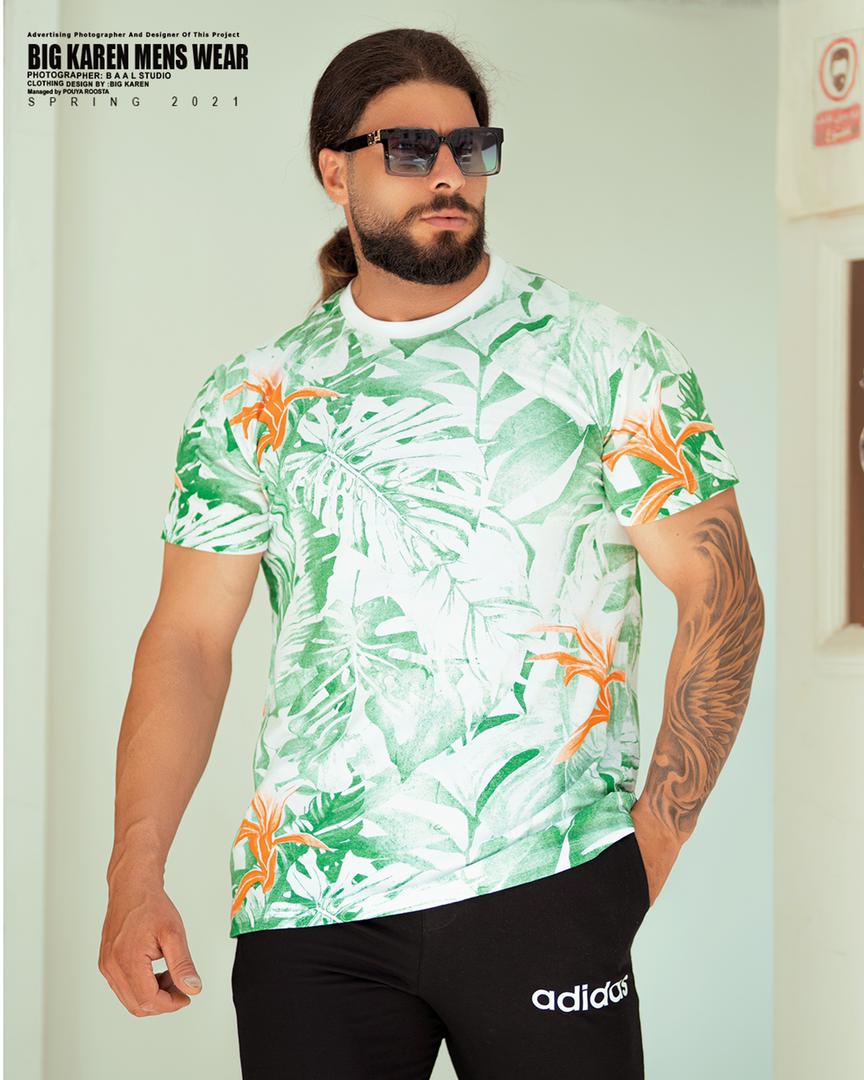 تیشرت سایز بزرگ مردانه هاوایی پنبه - کد ۲۶۵