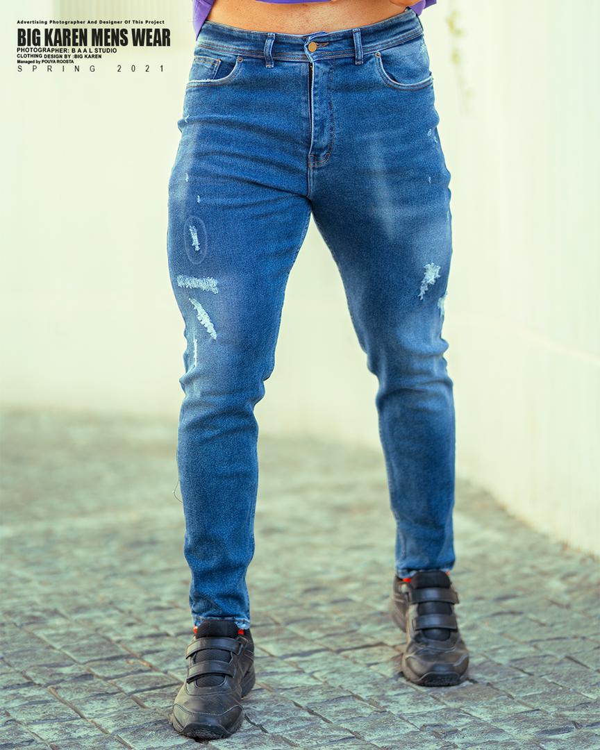 شلوار سایز بزرگ جین پارچه ترک - کد ۱۳۰