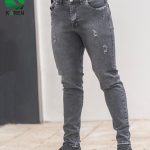 شلوار جین سایز بزرگ پارچه ترک خاکستری - کد 162