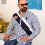 پیراهن سایز بزرگ راه راه پرچمی - کد 230