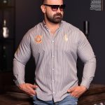 پیراهن سایز بزرگ راه راه ریز - کد 231