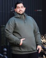 هودی سایز بزرگ بیسیک دکمه دار- کد 129