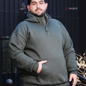 هودی سایز بزرگ بیسیک دکمه دار- کد 129