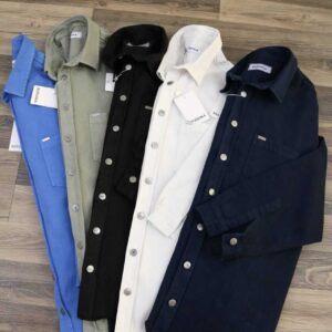 پیراهن سایز بزرگ کتان گذم بالا خام شور- کد 326