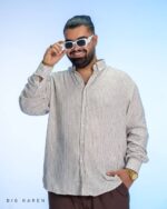 پیراهن سایز بزرگ راه راه لینن ساواچ ZARA- کد 760